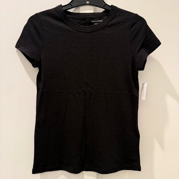 SOLD // NWT Banana Republic XS Cozy Slub Tshirt Black Crewneck Short Sleeve Top - Picture 2 of 14